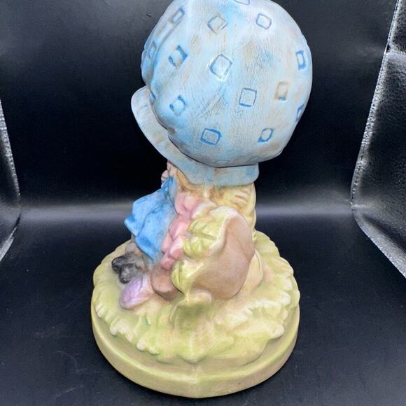 Vintage 1970’s Handpainted Girl Big Bonnet Holly Hobby Like Ceramic Figurine - Picture 4 of 8